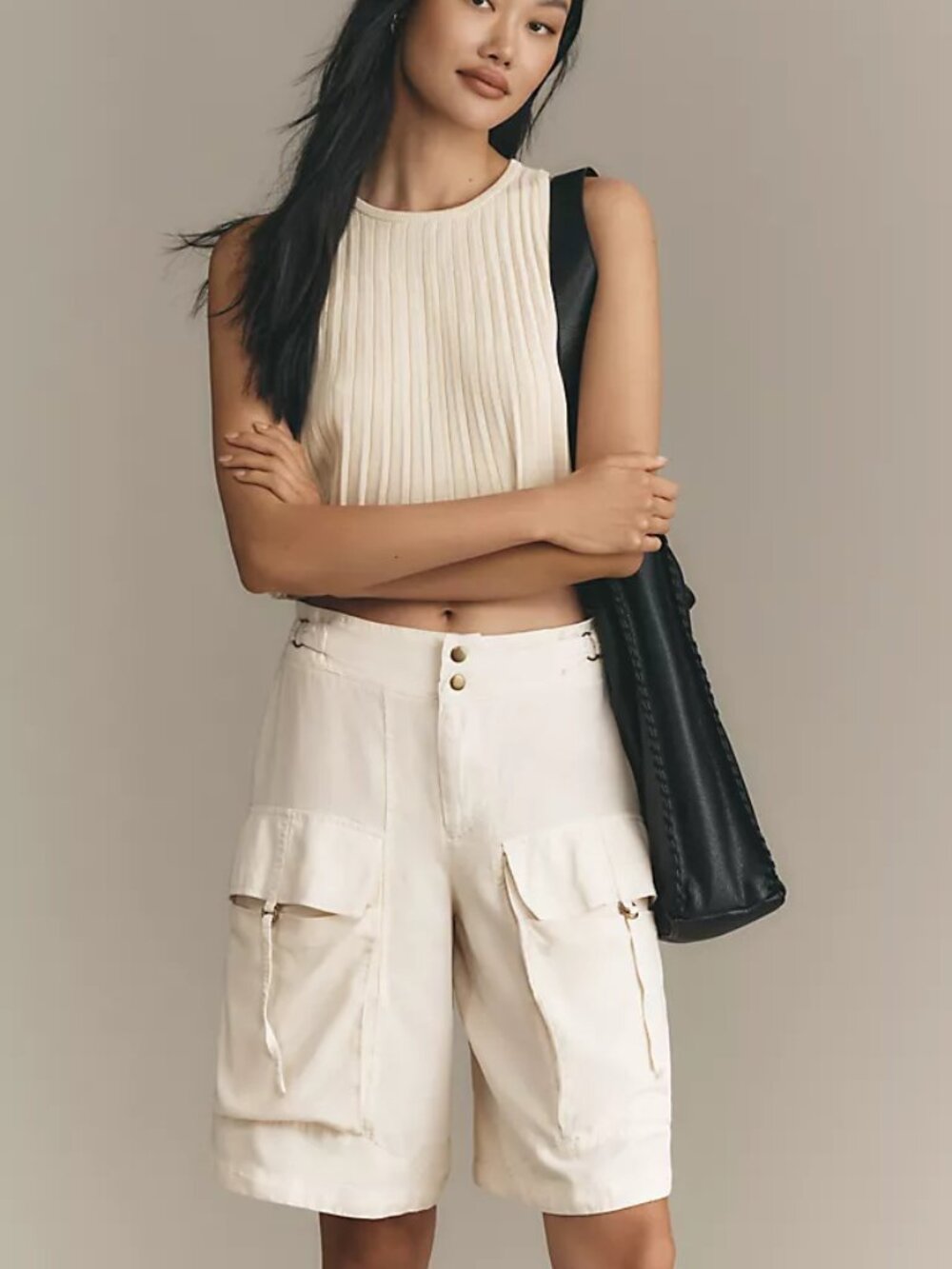 Anthropologie Cream Cargo Bermudas